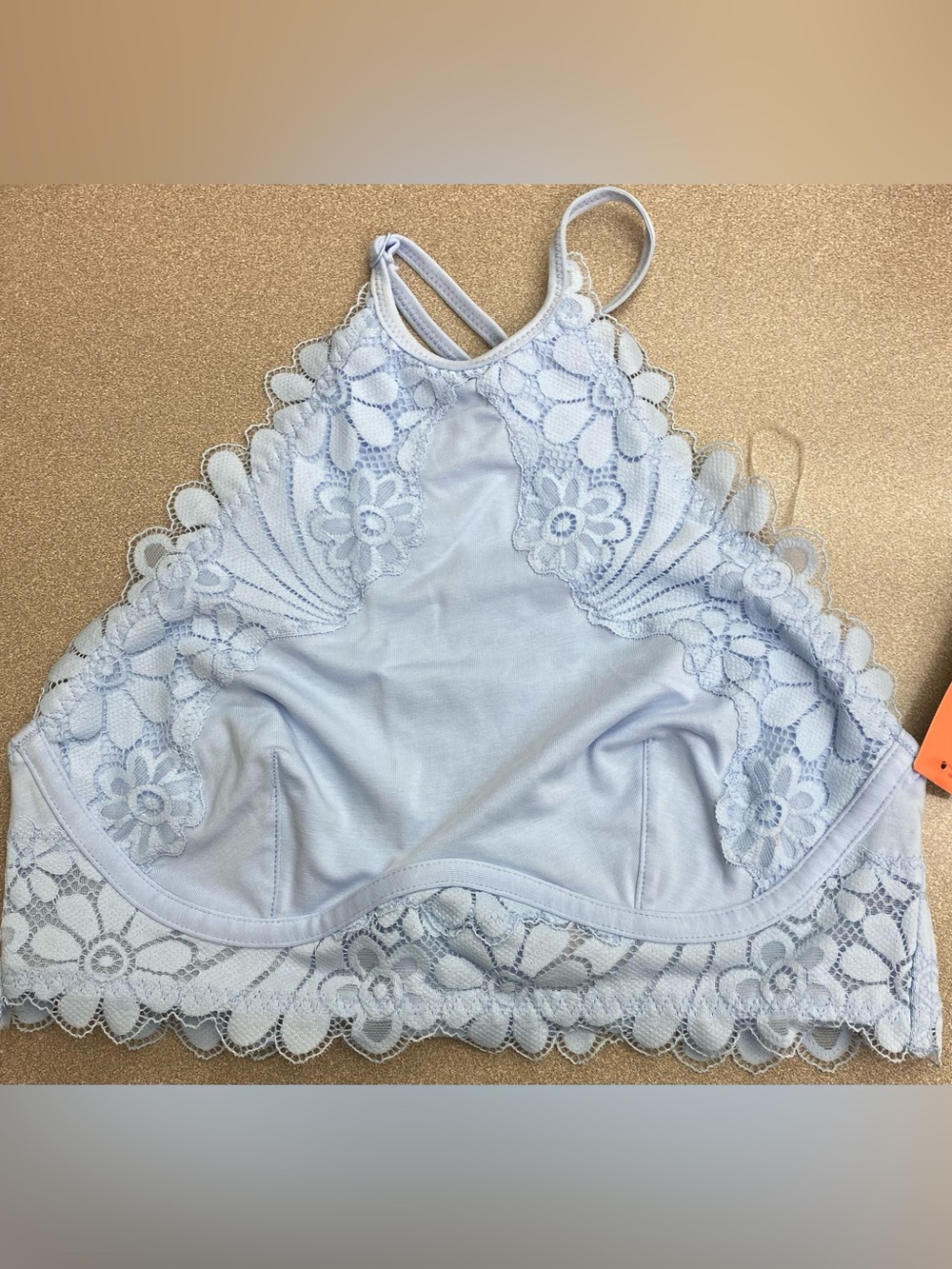 Colsie Light Blue Floral Lace High Neck Bralette Size S with blemish